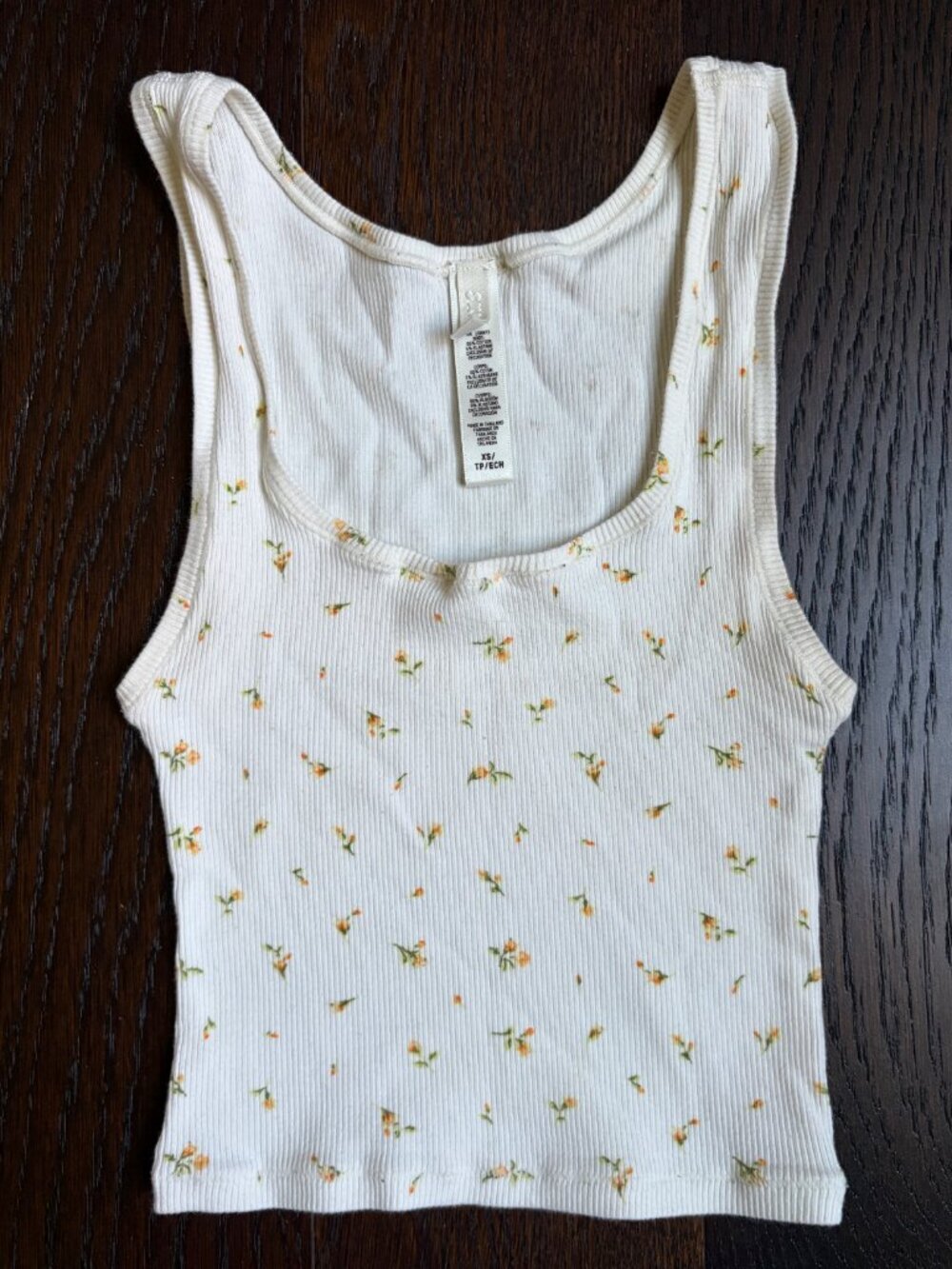 SKIMS Cotton Rib Crop Tank (Marigold Rosebud Floral) - Size XS